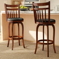 Swivel Bar Stools Set of 2 Counter Height Faux Leather Upholstered Barstools-29 Inhces - Black - Bar Stools