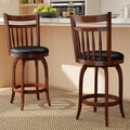 Swivel Bar Stools Set of 2 Counter Height Faux Leather Upholstered Barstools-24 Inches - Black - Bar Stools