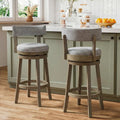 Swivel Bar Stools Set of 2 Linen Fabric Upholstered Barstools with Back-31.5 Inches - Gray - Bar Stools