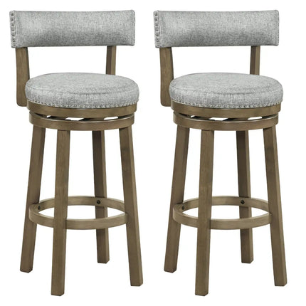 Swivel Bar Stools Set of 2 Linen Fabric Upholstered Barstools with Back-31.5 Inches - Gray - Bar Stools