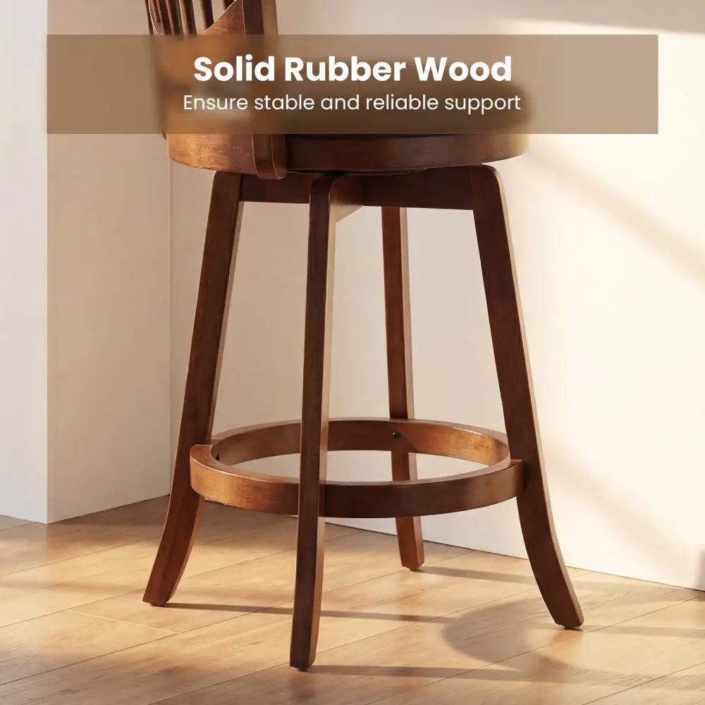 Swivel Bar Stools Set of 2 with Backrest and Wood Frame-25 Inches - Espresso - Bar Stools