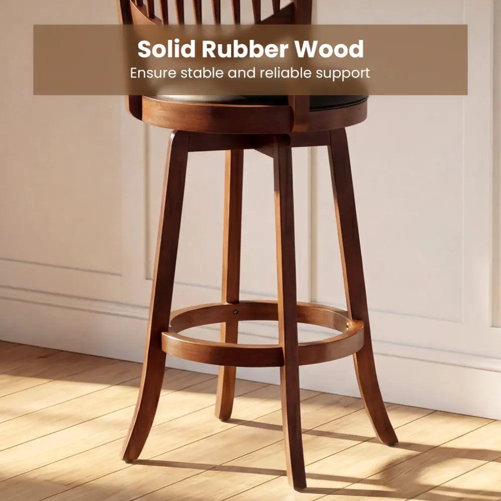 Swivel Bar Stools Set of 2 with Backrest and Wood Frame-30 Inches - Espresso - Bar Stools