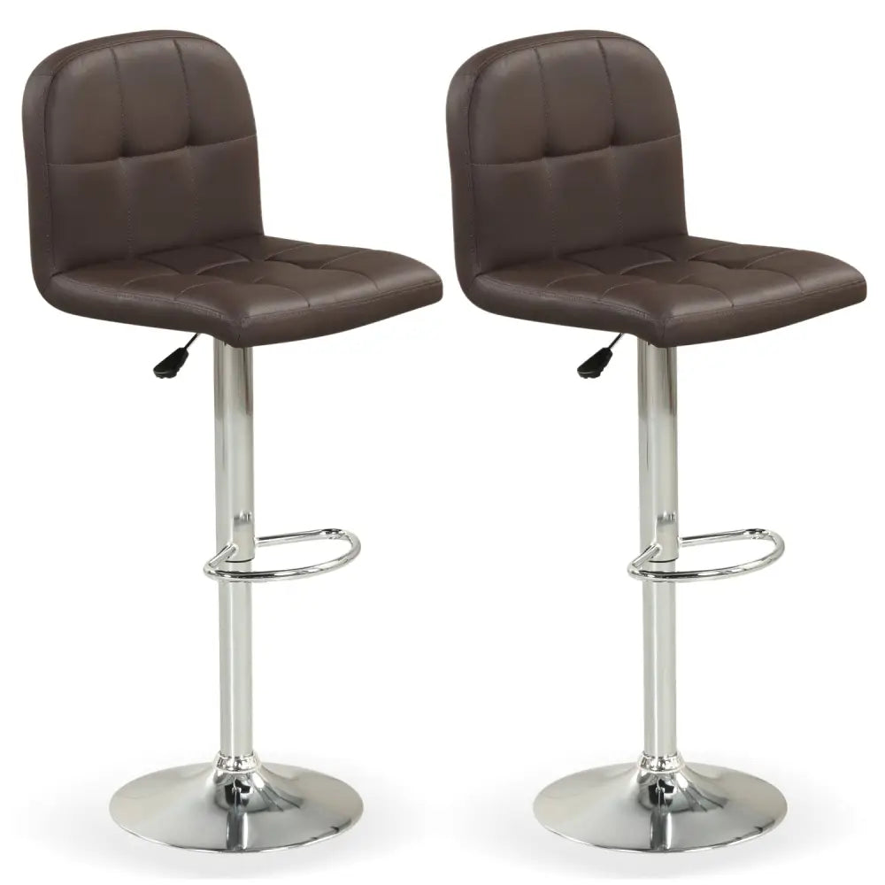 Swivel Bar Stools Set of 2 with Footrests and Metal Base-Brown - Brown - Bar Stools