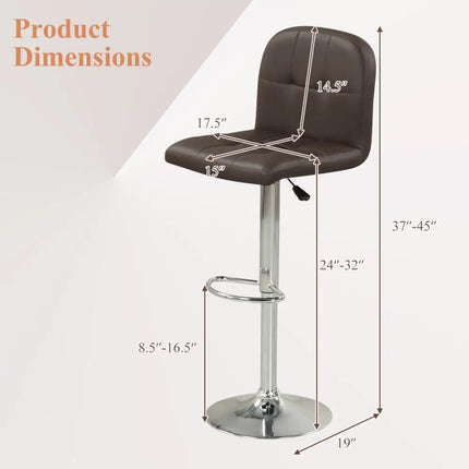Swivel Bar Stools Set of 2 with Footrests and Metal Base-Brown - Brown - Bar Stools