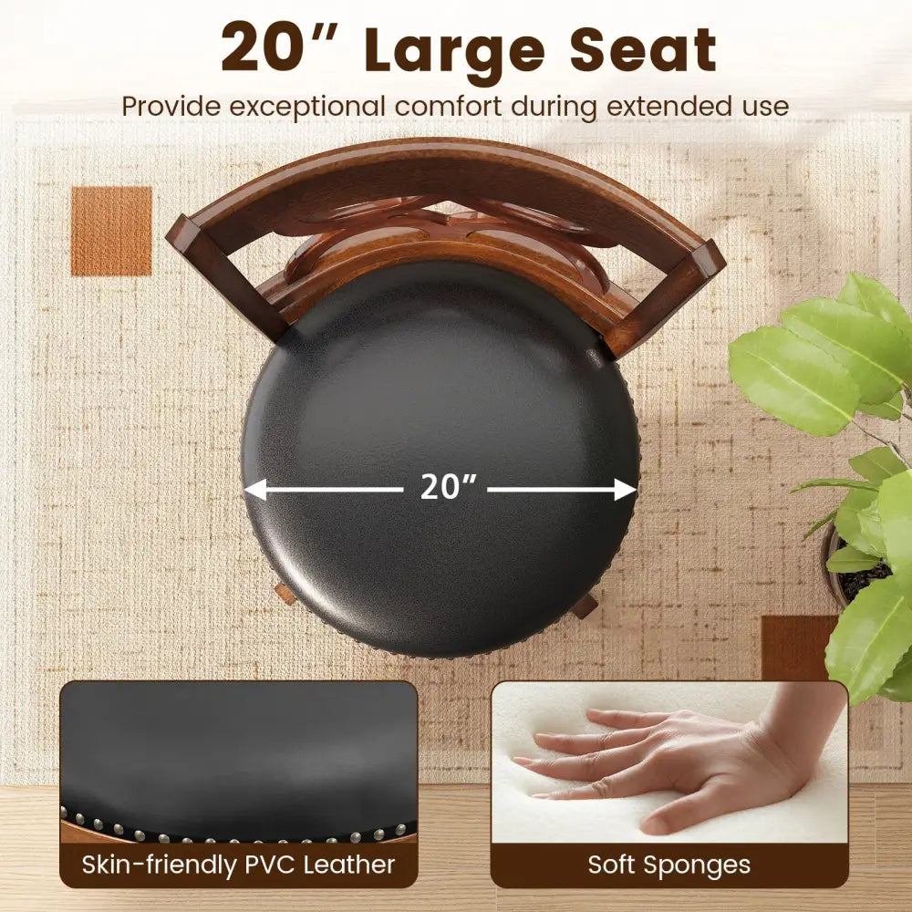 Swivel Bar Stools Set of 2 with High Backrest and Wood Frame-24 Inches - Espresso - Bar Stools