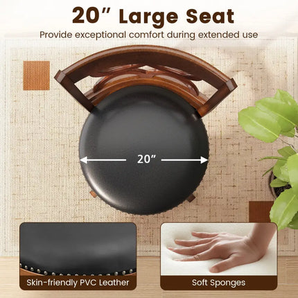 Swivel Bar Stools Set of 2 with High Backrest and Wood Frame-29 Inches - Espresso - Bar Stools