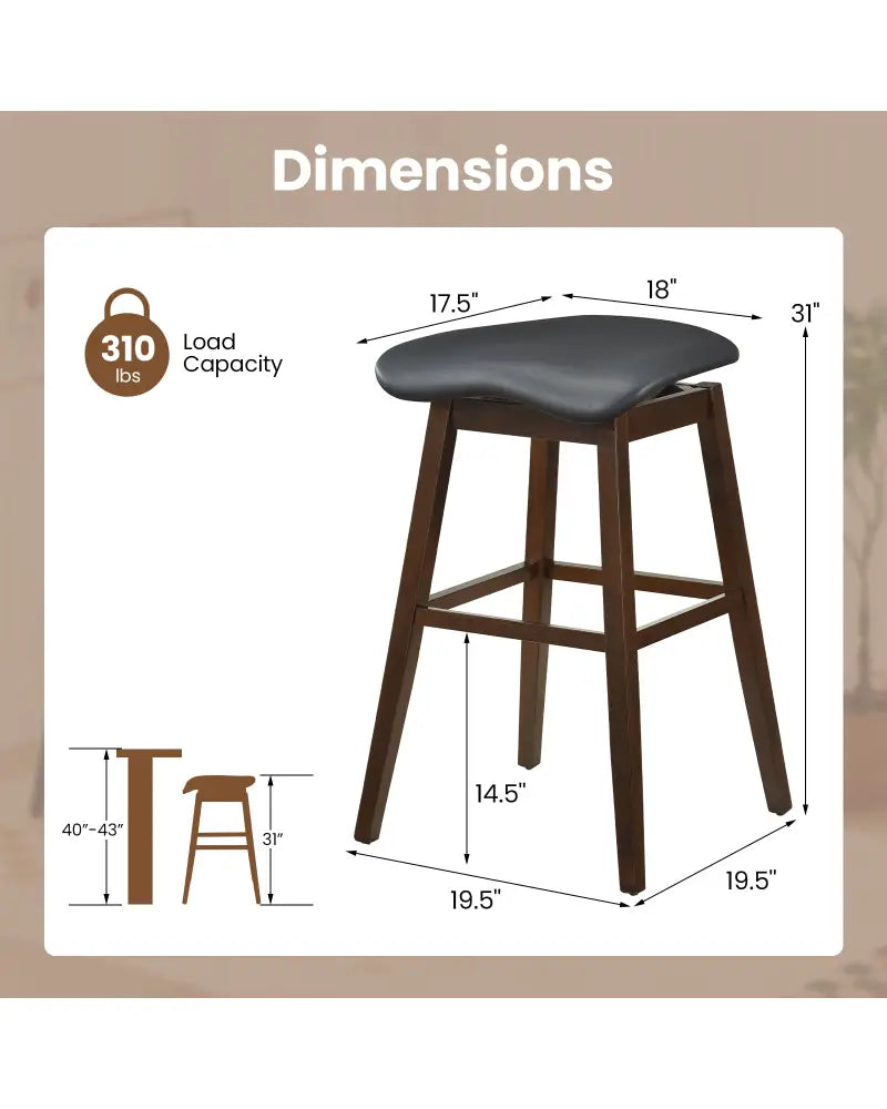 Swivel Bar Stools Set of 2 with Padded Contoured Seat and Footrest-Black & Brown - Brown - Bar Stools