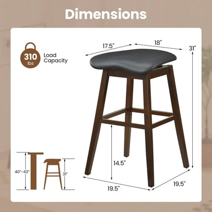 Swivel Bar Stools Set of 2 with Padded Contoured Seat and Footrest-Black & Brown - Brown - Bar Stools