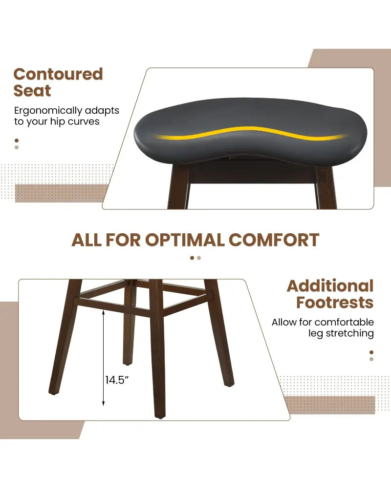 Swivel Bar Stools Set of 2 with Padded Contoured Seat and Footrest-Black & Brown - Brown - Bar Stools
