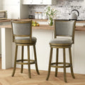 Swivel Bar Stools Set of 2 with Soft-padded Back and Seat-L - Gray - Bar Stools