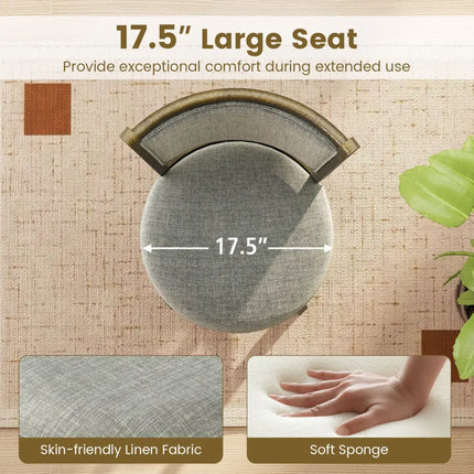 Swivel Bar Stools Set of 2 with Soft-padded Back and Seat-L - Gray - Bar Stools