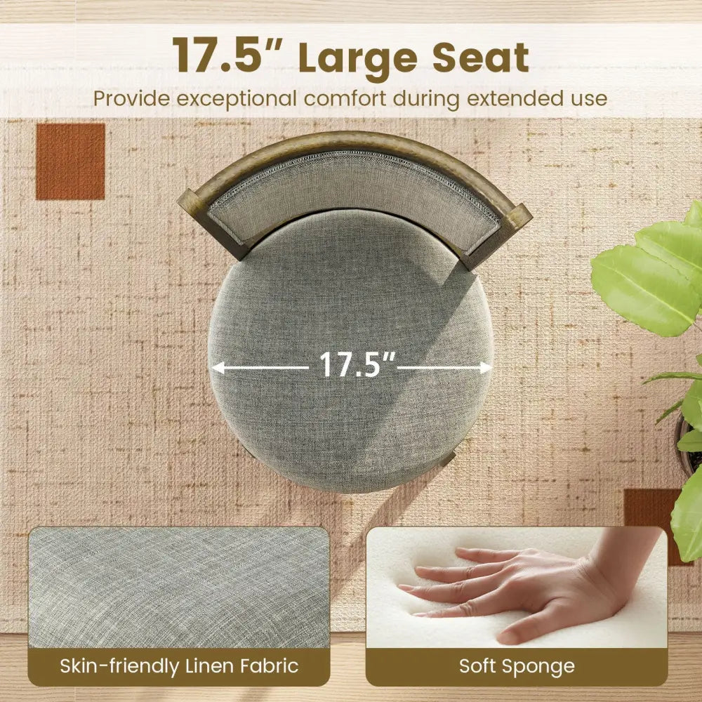 Swivel Bar Stools Set of 2 with Soft-padded Back and Seat-L - Gray - Bar Stools