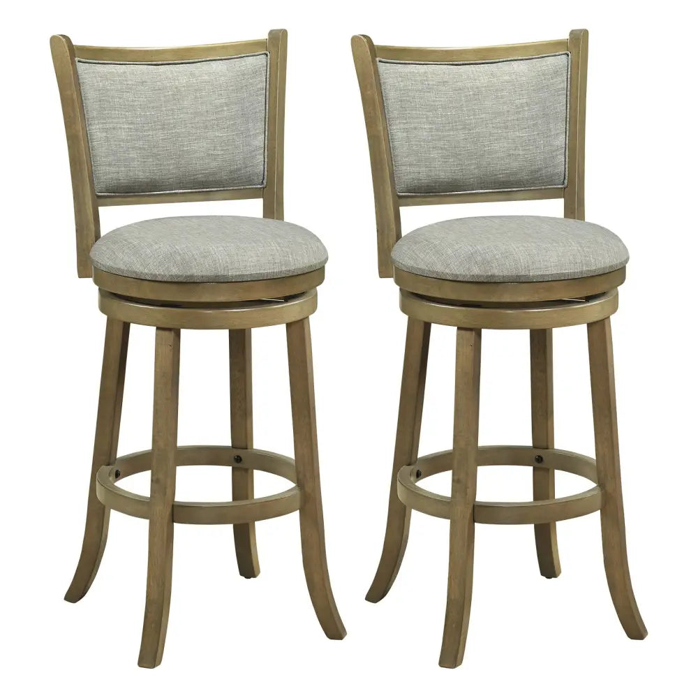 Swivel Bar Stools Set of 2 with Soft-padded Back and Seat-L - Gray - Bar Stools
