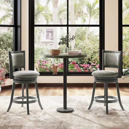 Swivel Bar Stools Set of 2 with Soft-padded Back and Seat-S - Gray - Bar Stools