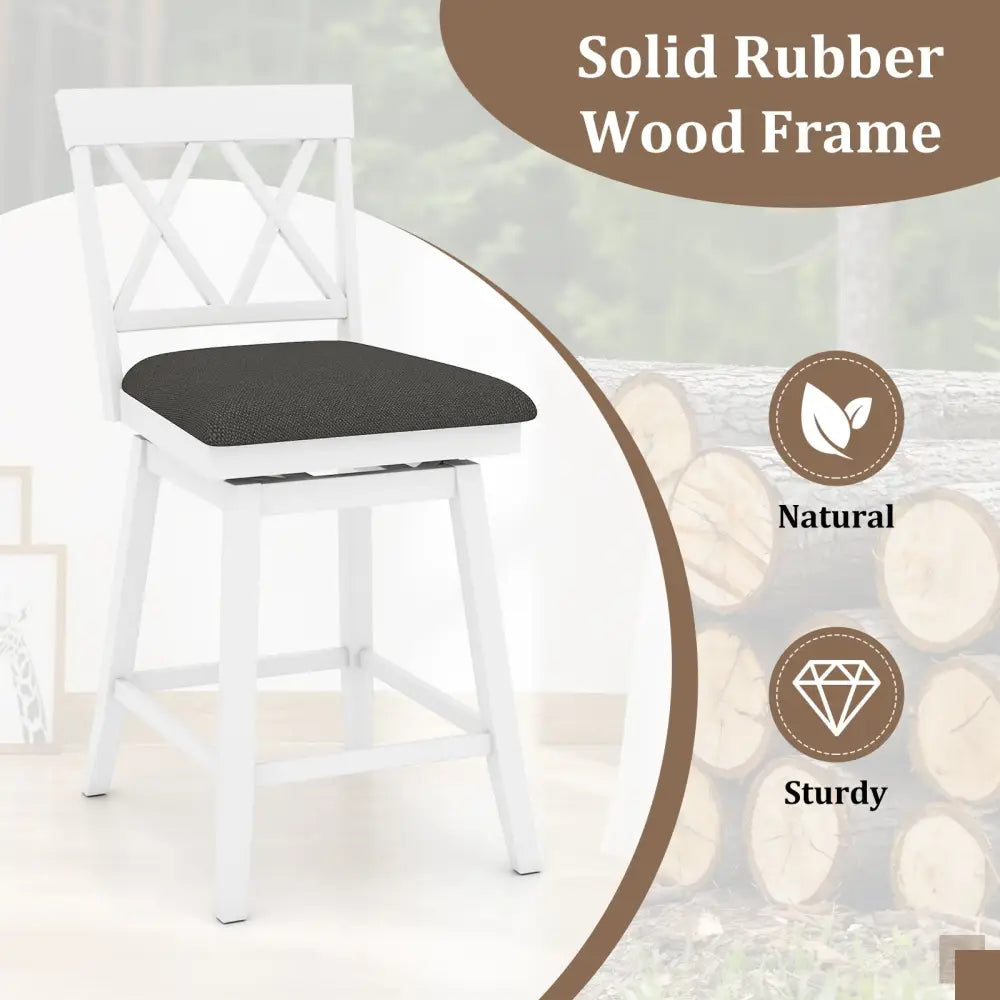Swivel Bar Stools Set of 4 Counter Height Barstools with Backrest Upholstered Seat Cushion-24 inches - Bar Stools