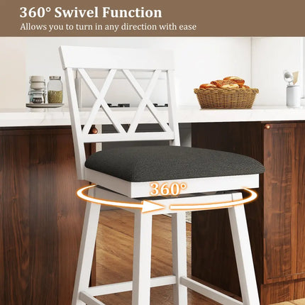 Swivel Bar Stools Set of 4 Counter Height Barstools with Backrest Upholstered Seat Cushion-29 Inches - Bar Stools