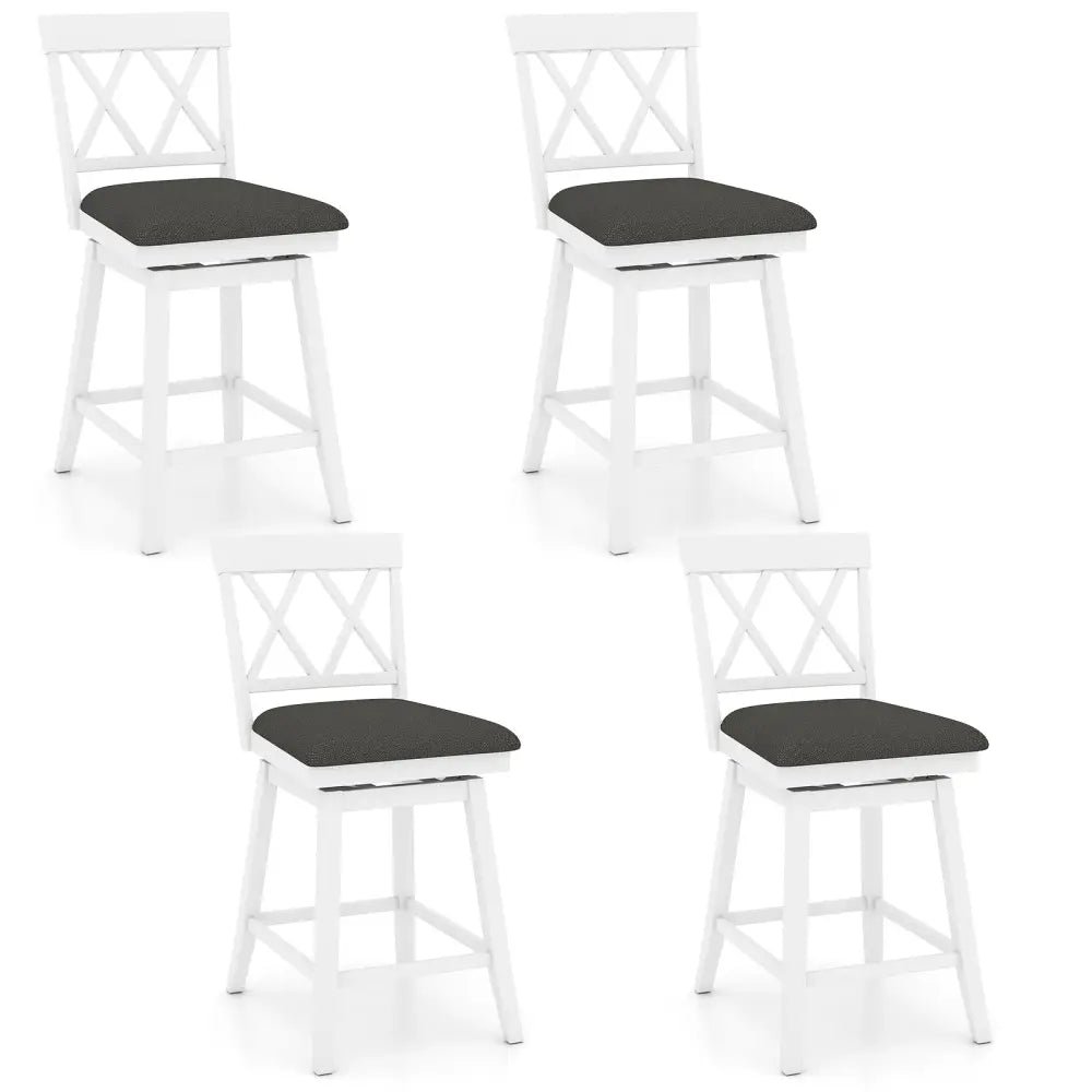 Swivel Bar Stools Set of 4 Counter Height Barstools with Backrest Upholstered Seat Cushion-24 inches - Bar Stools