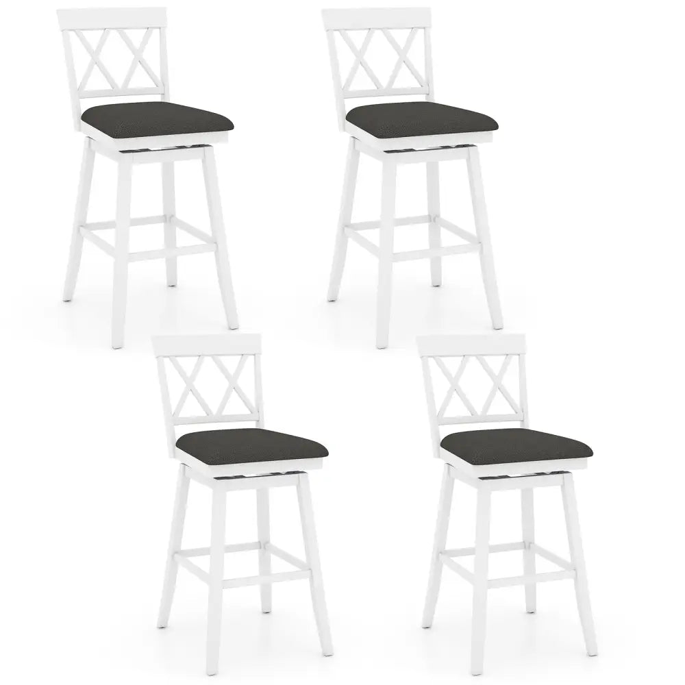 Swivel Bar Stools Set of 4 Counter Height Barstools with Backrest Upholstered Seat Cushion-29 Inches - Bar Stools