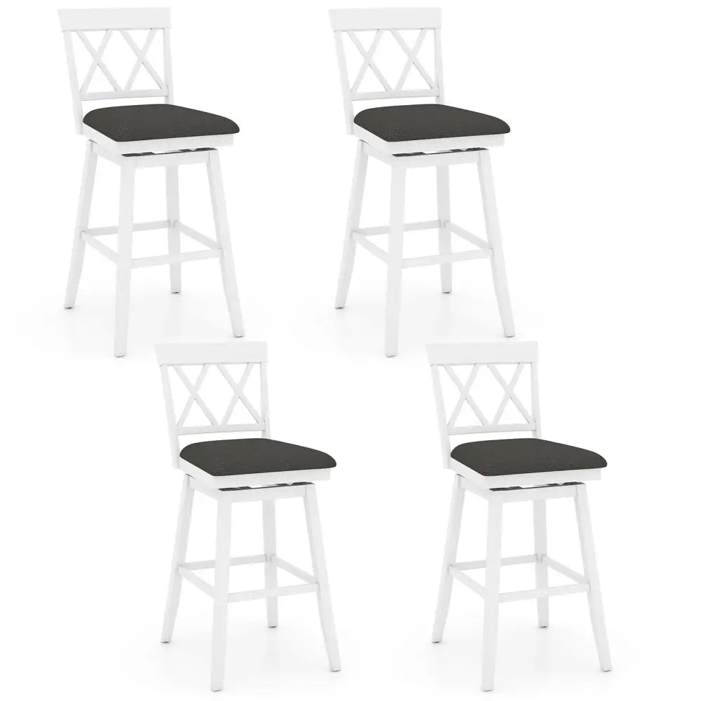 Swivel Bar Stools Set of 4 Counter Height Barstools with Backrest Upholstered Seat Cushion-29 Inches - Bar Stools