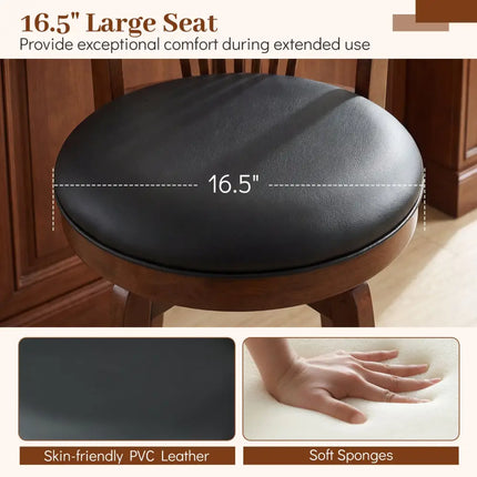 Swivel Bar Stools with Backrests and Wood Frame for Kitchen Island-29 Inch - Bar Stools