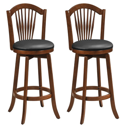 Swivel Bar Stools with Backrests and Wood Frame for Kitchen Island-29 Inch - Bar Stools