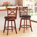 Swivel Barstools Set of 2 with Backrest and Footrest-24 Inches - Bar Stools