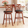 Swivel Barstools Set of 2 with Backrest and Footrest-29 Inches - Bar Stools
