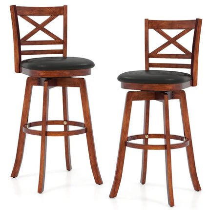Swivel Barstools Set of 2 with Backrest and Footrest-29 Inches - Bar Stools