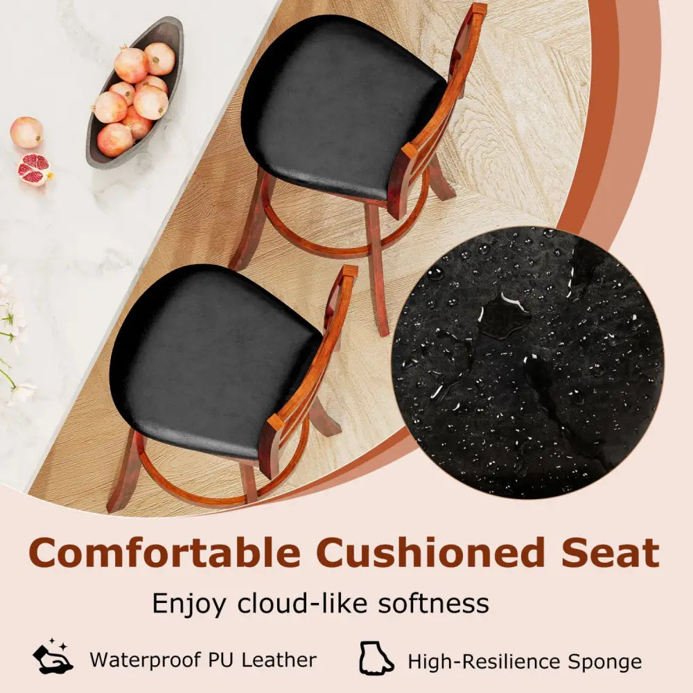 Swivel Barstools Set of 2 with Backrest and Footrest-29 Inches - Bar Stools