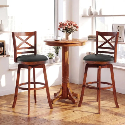Swivel Barstools Set of 2 with Backrest and Footrest-29 Inches - Bar Stools