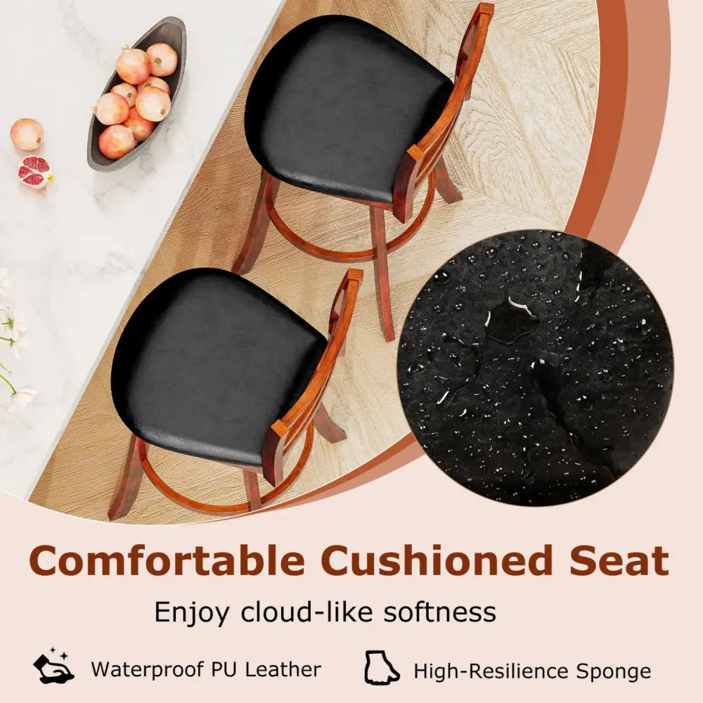 Swivel Barstools Set of 2 with Backrest and Footrest-29 Inches - Bar Stools