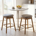 Swivel Counter Height Barstools with Solid Wood Legs and Footrests-Set of 2 - Bar Stools
