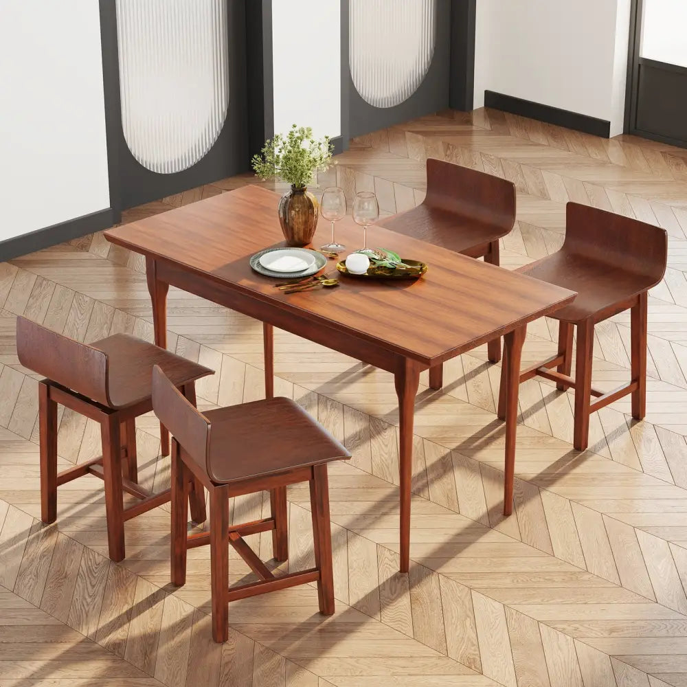 Swivel Dining Chair Set of 2 with Low Back and Curved Seat-Walnut - Walnut - Dining Chairs