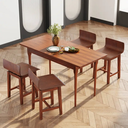 Swivel Dining Chair Set of 2 with Low Back and Curved Seat-Walnut - Walnut - Dining Chairs