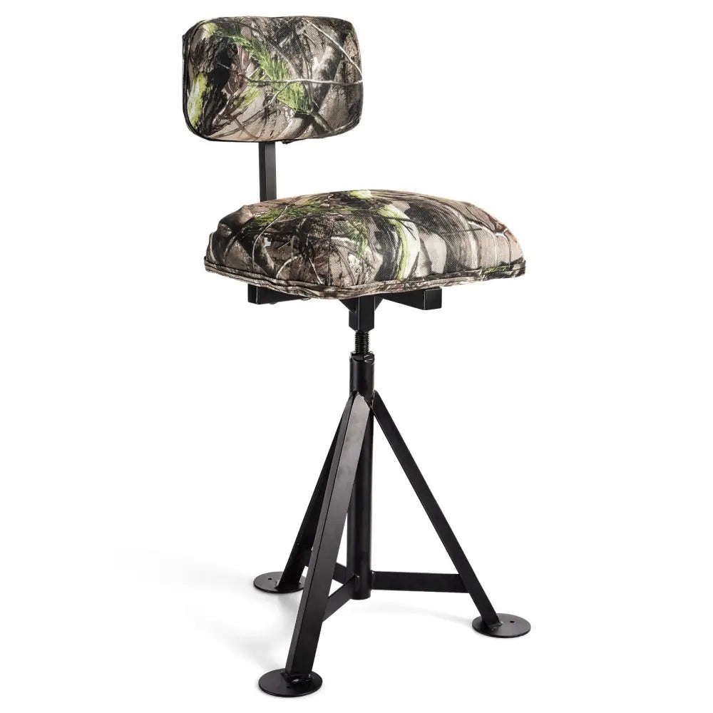 Swivel Hunting Chair Tripod Blind Stool with Detachable Backrest - Multicolor - Camping Furniture