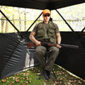 Swivel Hunting Chair Tripod Blind Stool with Detachable Backrest - Multicolor - Camping Furniture
