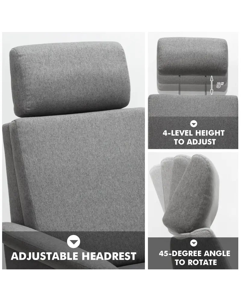 Swivel Massage Recliner Single Sofa with Adjustable Headrest-Gray - Gray - Recliners
