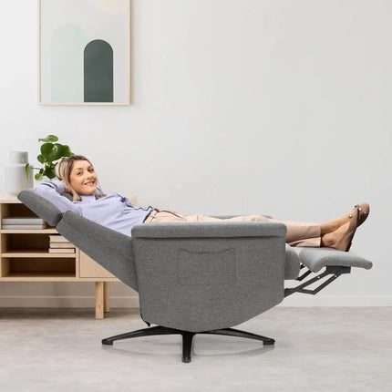 Swivel Massage Recliner Single Sofa with Adjustable Headrest-Gray - Gray - Recliners