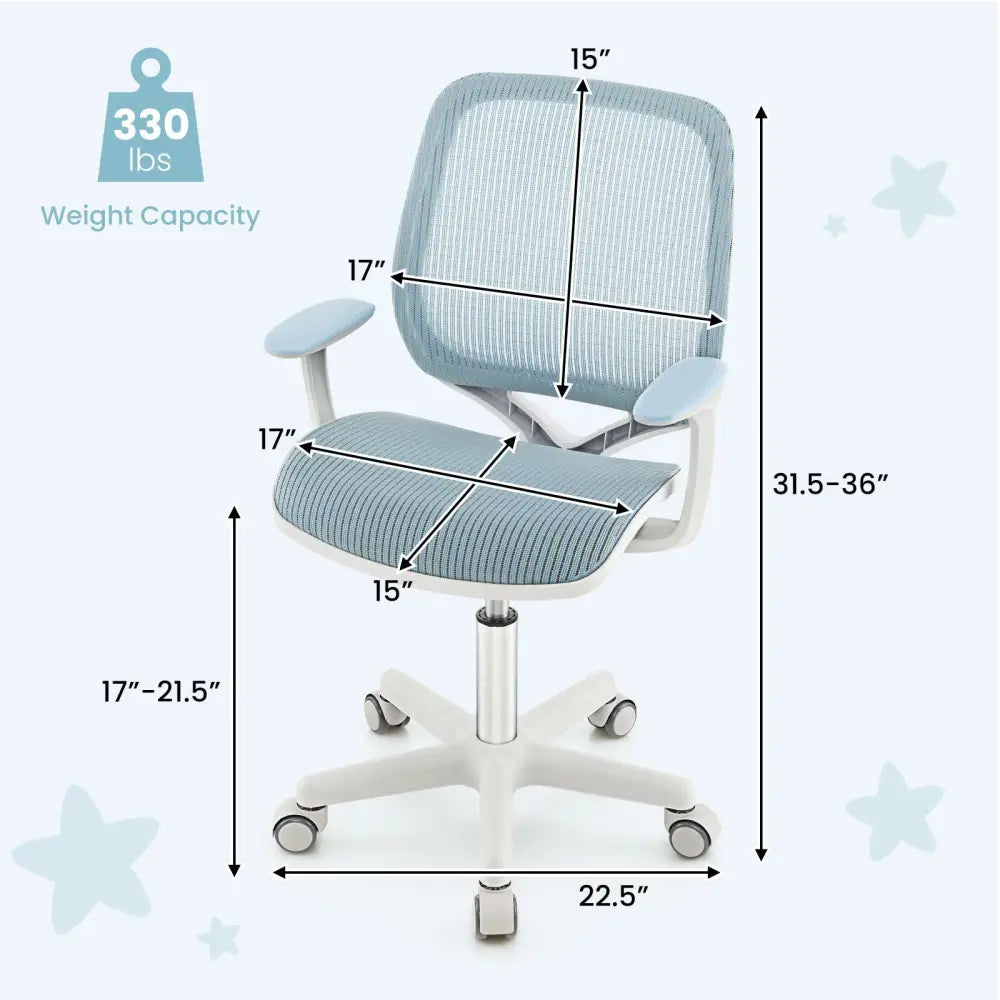 Swivel Mesh Children Computer Chair with Adjustable Height-Blue - Blue - Kids Chairs & Seating