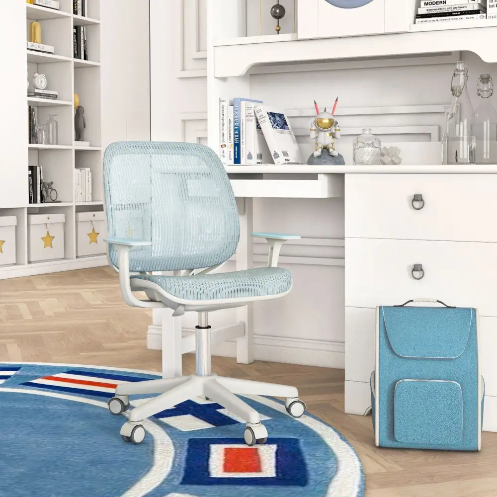Swivel Mesh Children Computer Chair with Adjustable Height-Blue - Blue - Kids Chairs & Seating