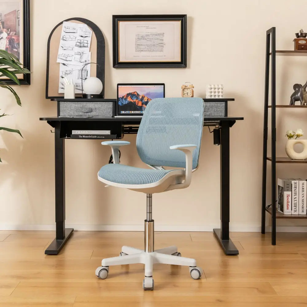 Swivel Mesh Children Computer Chair with Adjustable Height-Blue - Blue - Kids Chairs & Seating