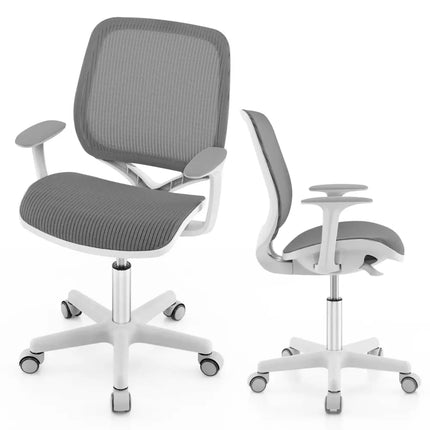 Swivel Mesh Children Computer Chair with Adjustable Height-Gray - Gray - Kids Chairs & Seating