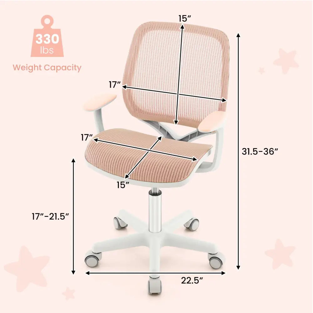 Swivel Mesh Children Computer Chair with Adjustable Height-Pink - Pink - Kids Chairs & Seating