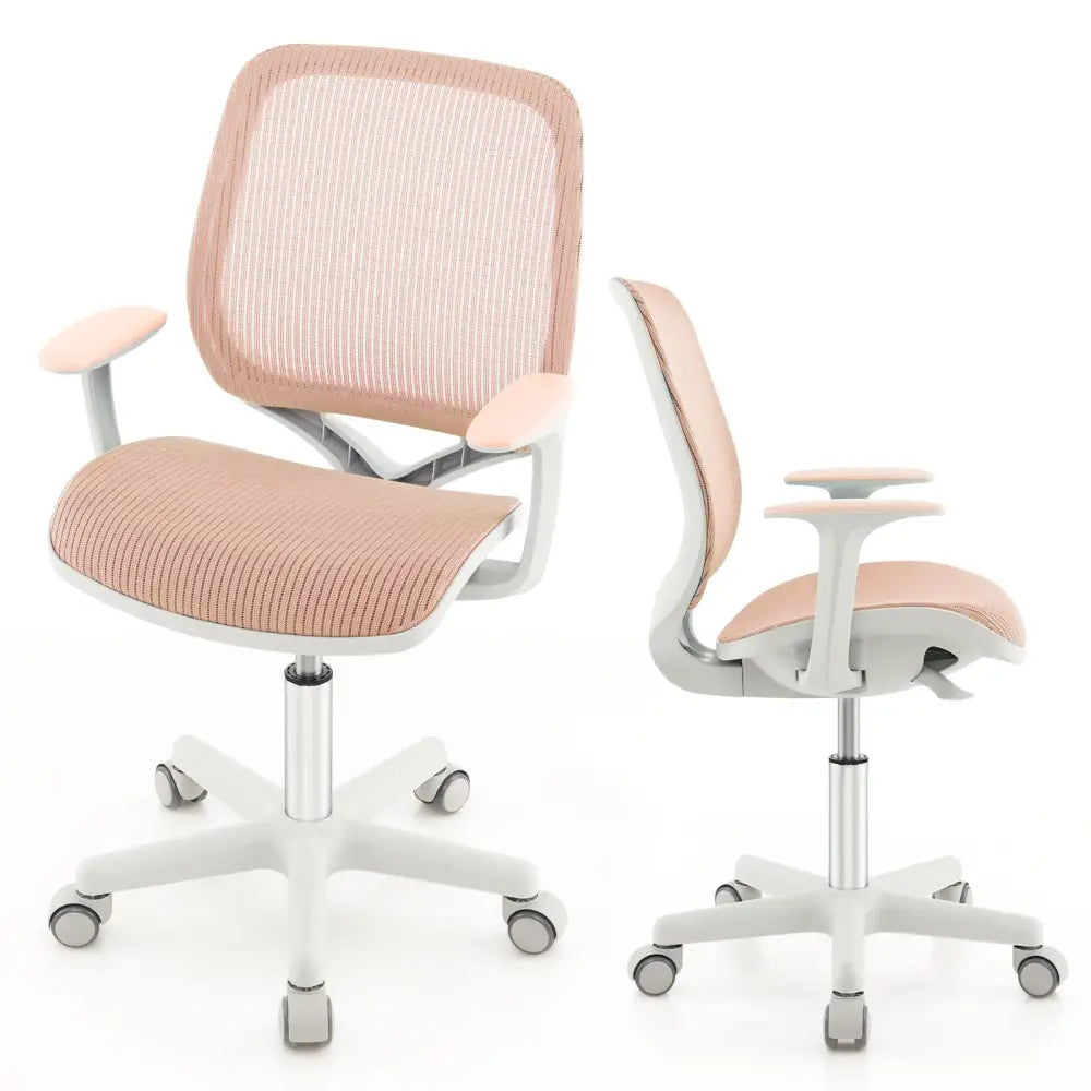 Swivel Mesh Children Computer Chair with Adjustable Height-Pink - Pink - Kids Chairs & Seating