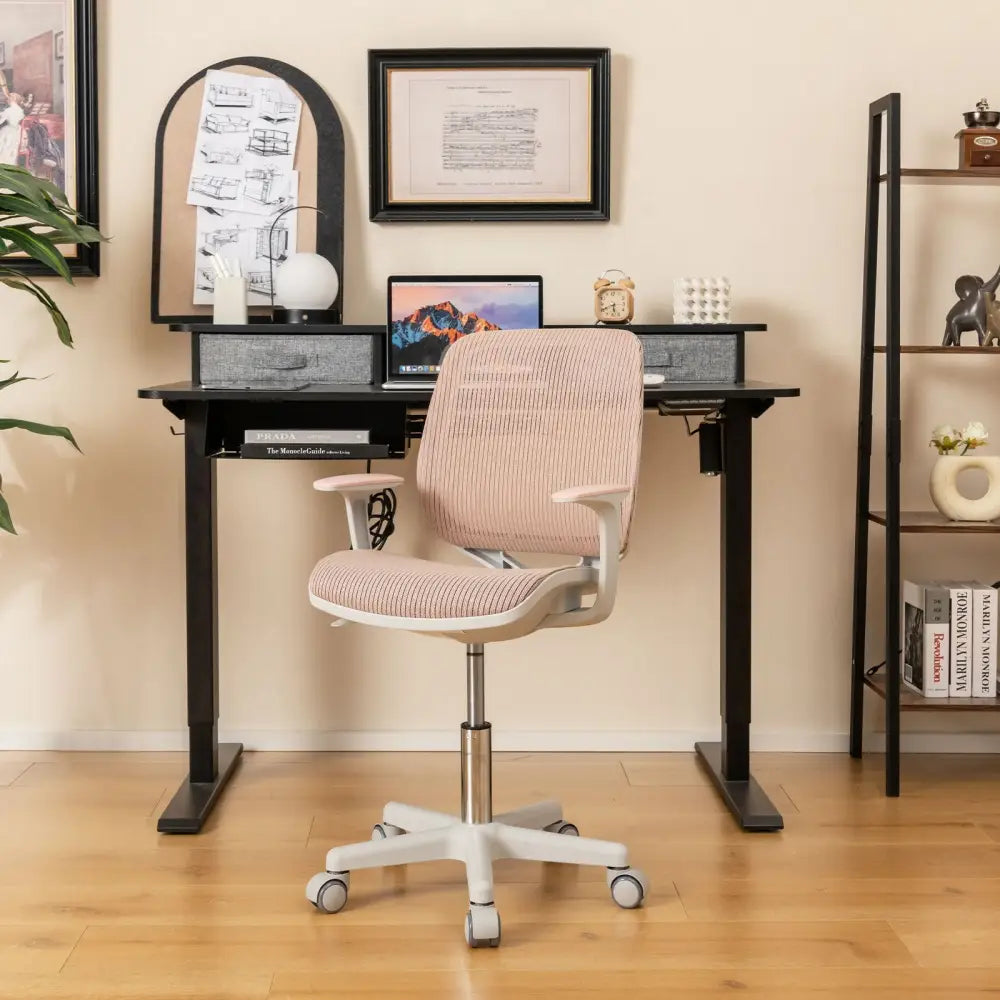 Swivel Mesh Children Computer Chair with Adjustable Height-Pink - Pink - Kids Chairs & Seating