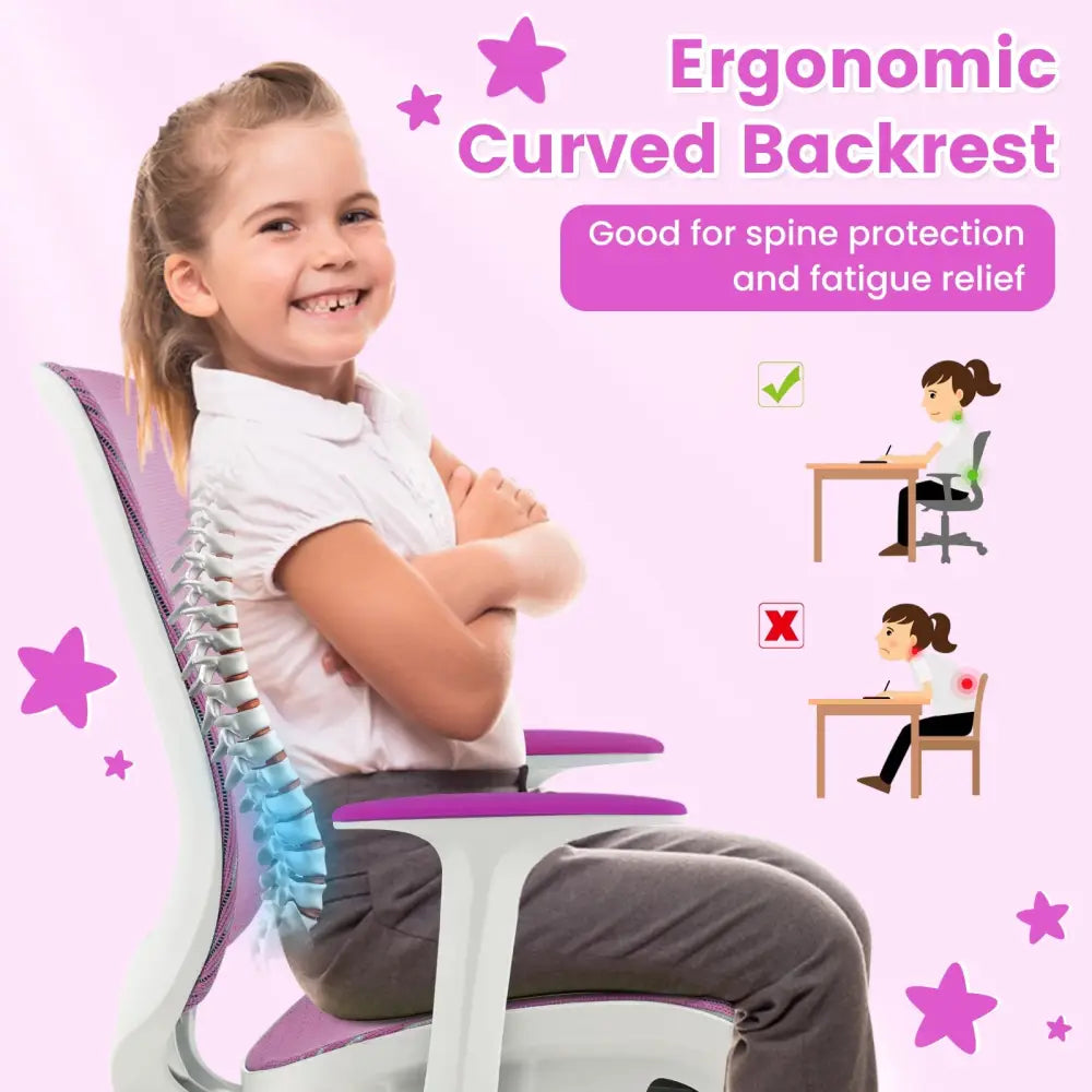 Swivel Mesh Children Computer Chair with Adjustable Height-Purple - Purple - Kids Chairs & Seating