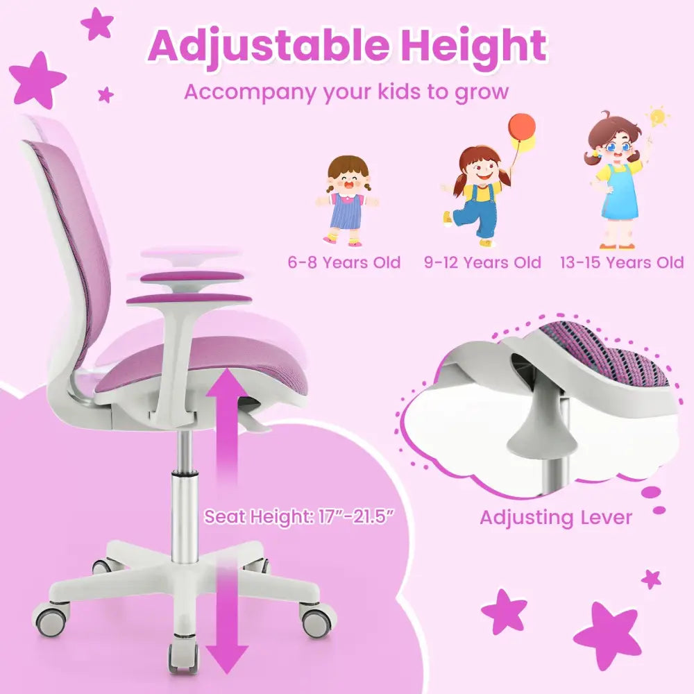 Swivel Mesh Children Computer Chair with Adjustable Height-Purple - Purple - Kids Chairs & Seating