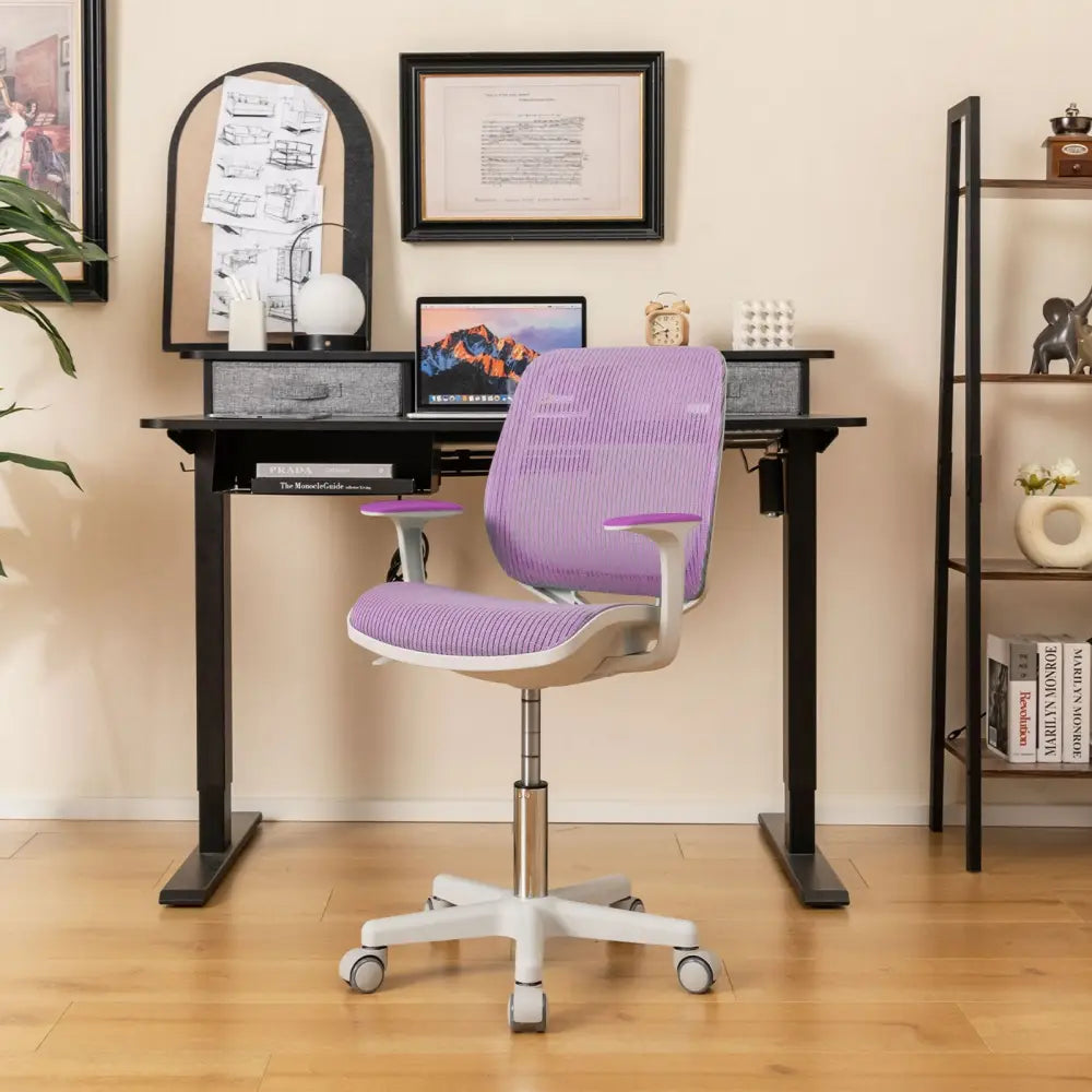 Swivel Mesh Children Computer Chair with Adjustable Height-Purple - Purple - Kids Chairs & Seating
