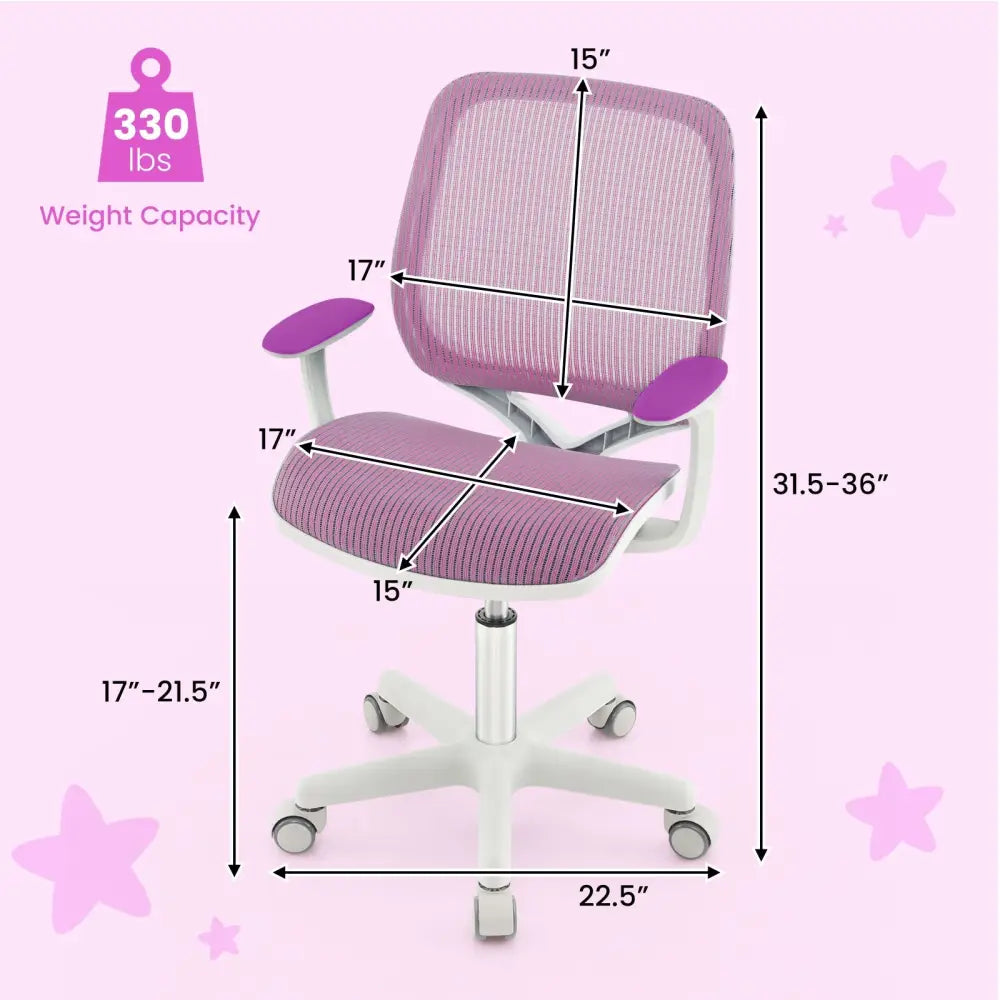 Swivel Mesh Children Computer Chair with Adjustable Height-Purple - Purple - Kids Chairs & Seating