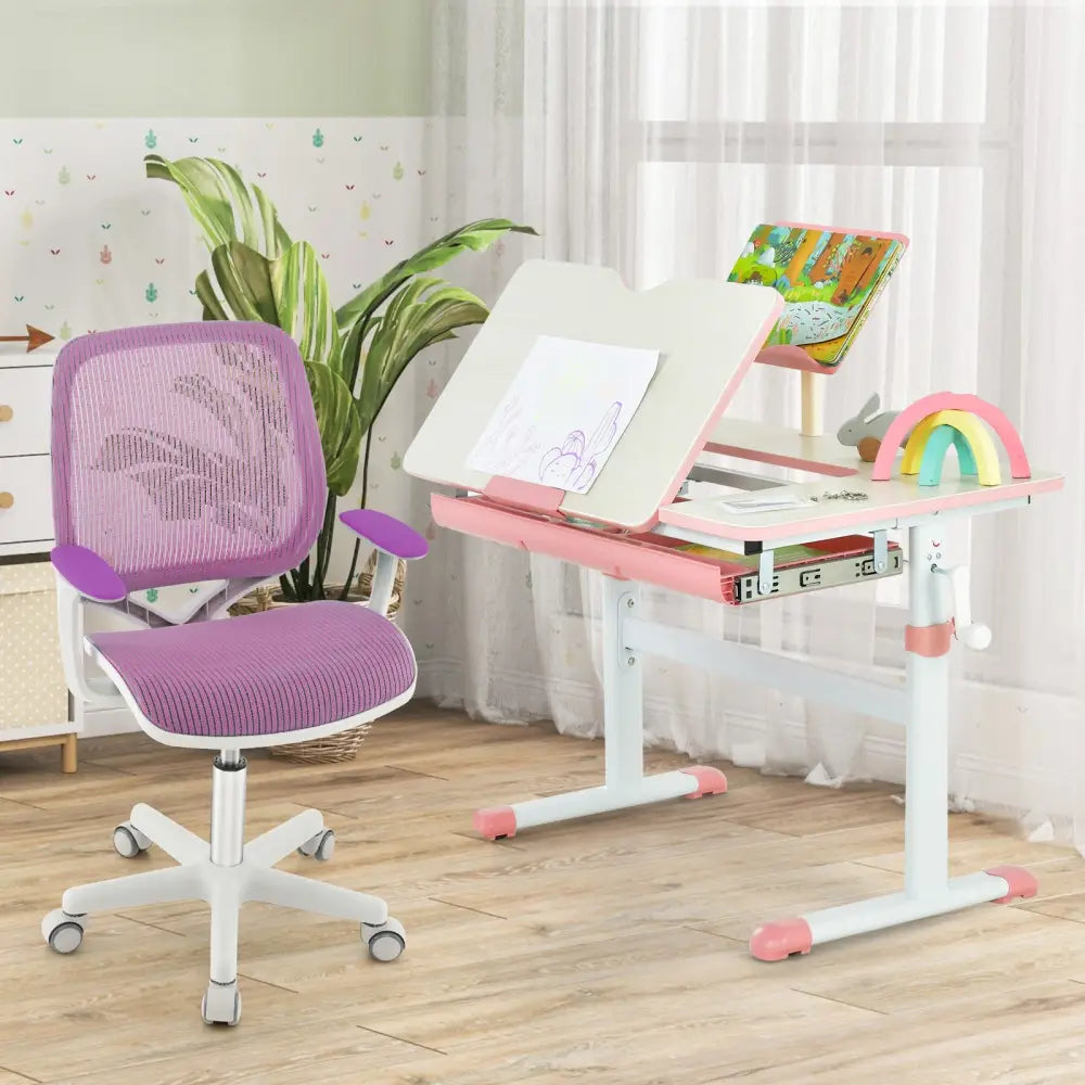 Swivel Mesh Children Computer Chair with Adjustable Height-Purple - Purple - Kids Chairs & Seating